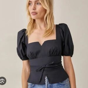 Reformation Fiske linen puff sleeve blouse size 2